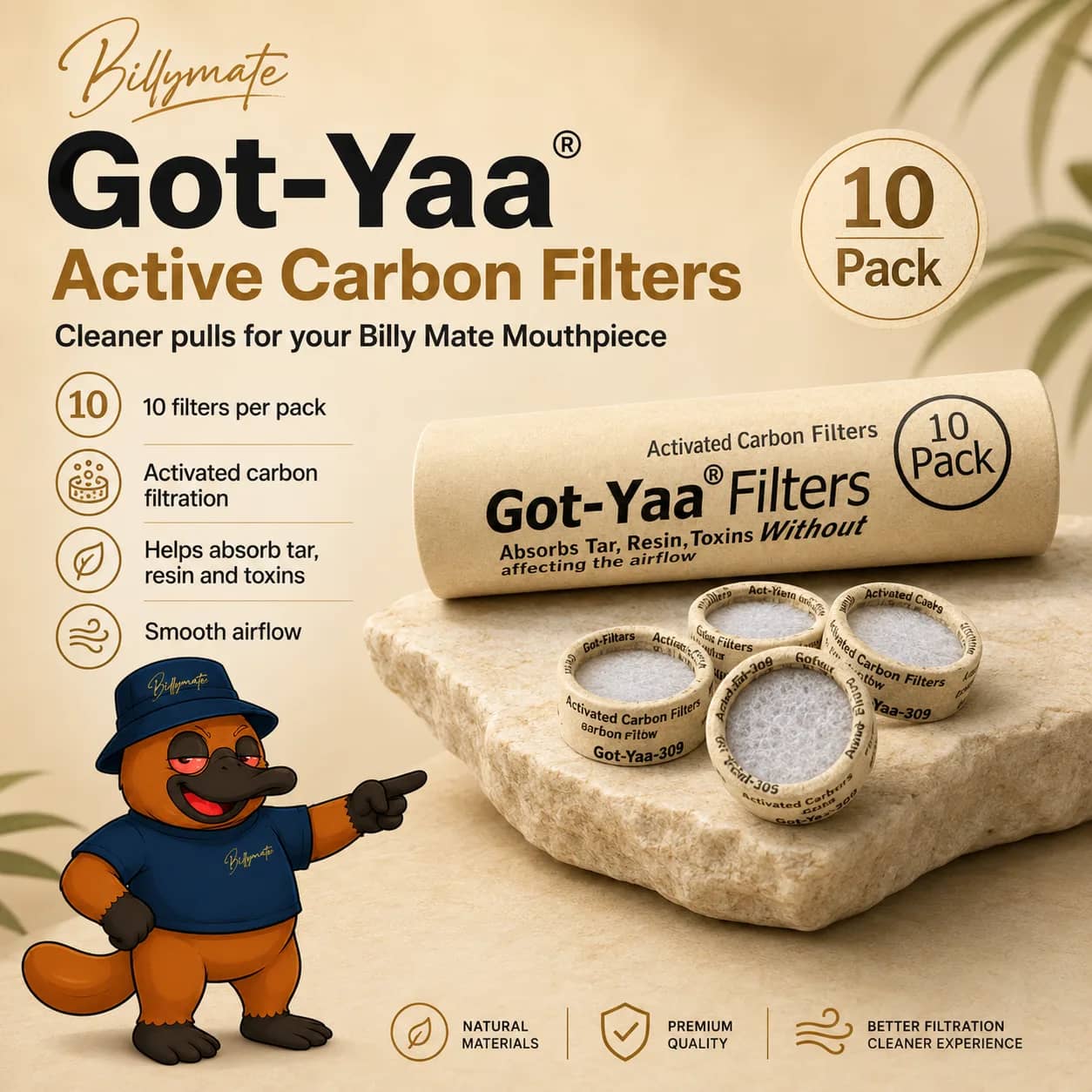 Got-Yaa Activated Carbon Bong Filters 10 Pack | Billy Mate