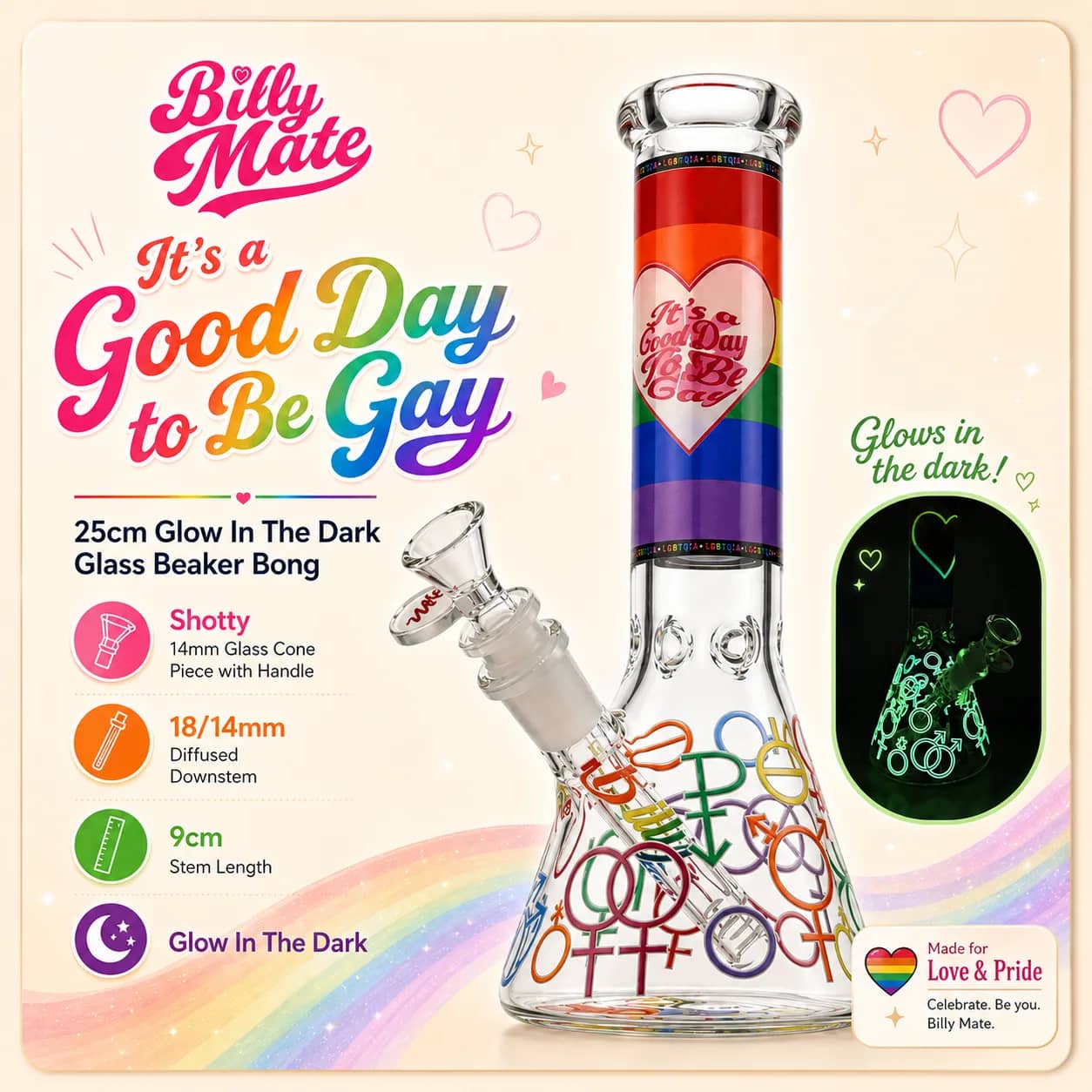 Good Day to Be Gay Beaker Bong 25cm | Billy Mate