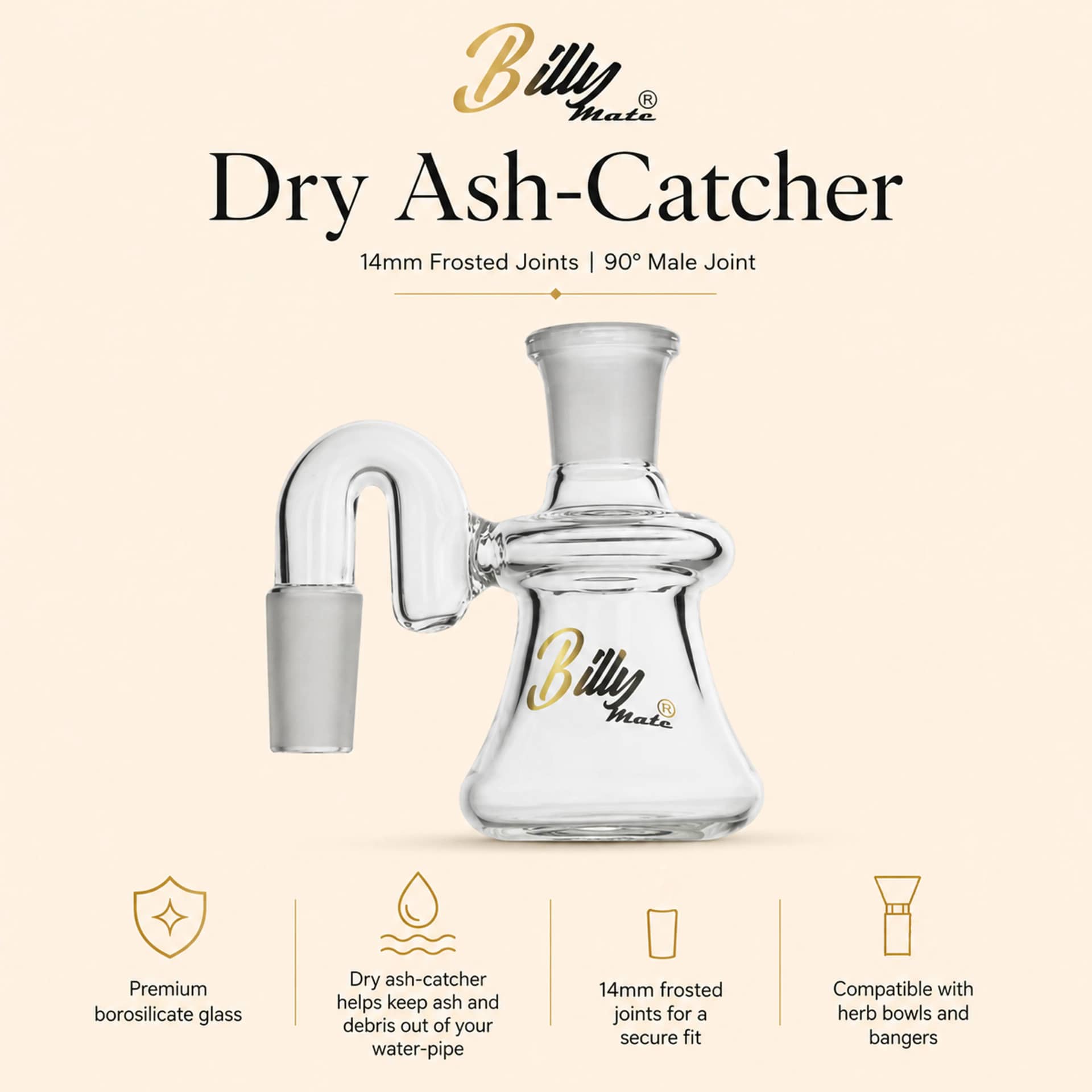 Billy Mate 14mm 90° Male Dry Ash-Catcher