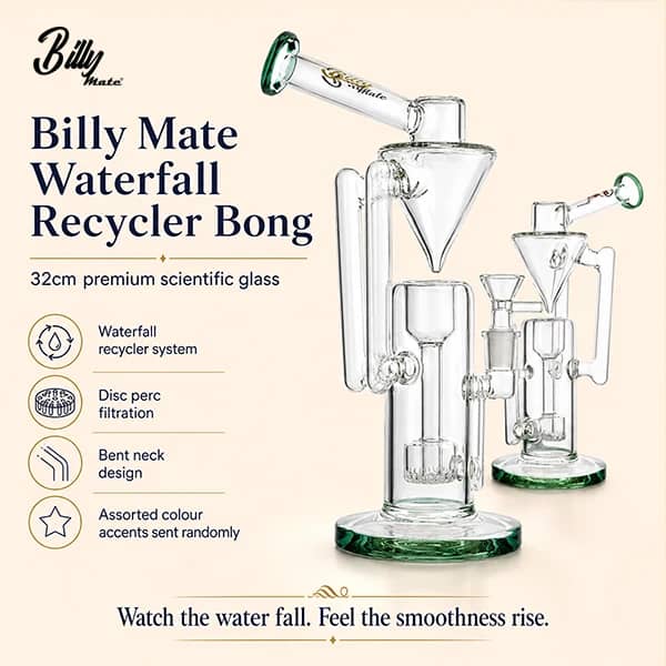 Billy Mate Waterfall Recycler Bong | Scientific Glass Recycler Water Pipe