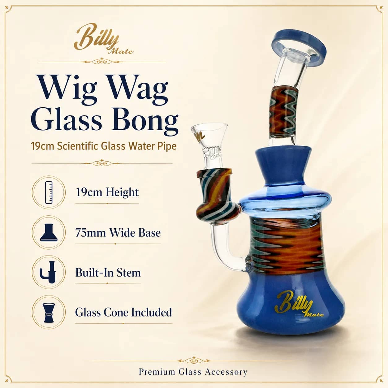 Billy Mate Wig Wag Glass Bong 19cm | Glass Bongs Australia