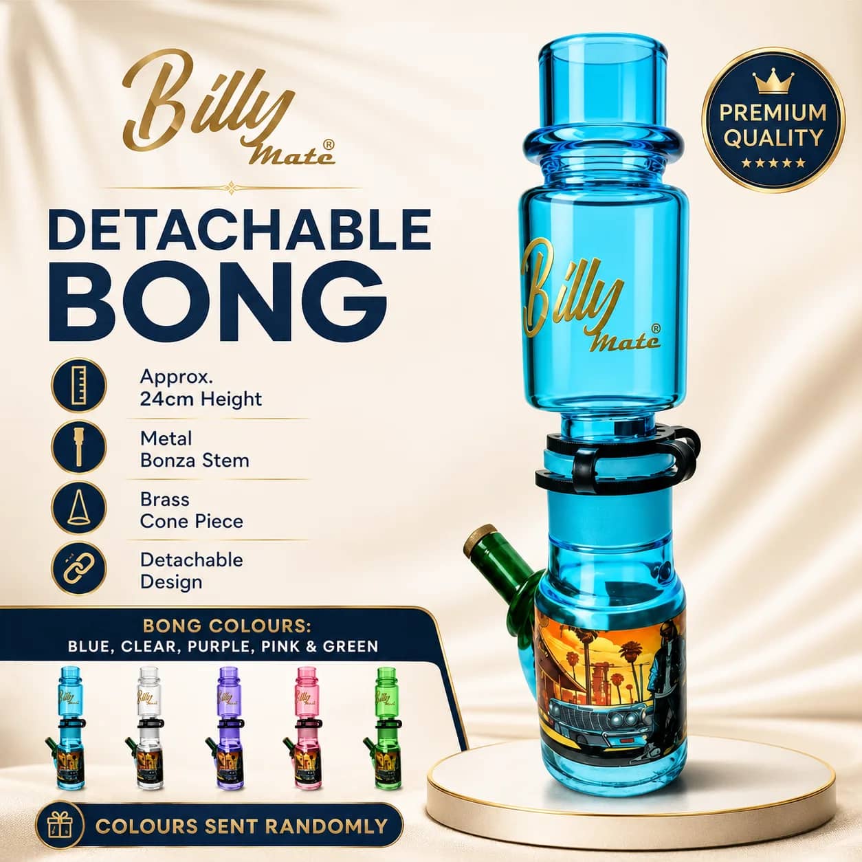 Snoop Dogg Inspired Detachable Glass Bong 24cm | Billy Mate