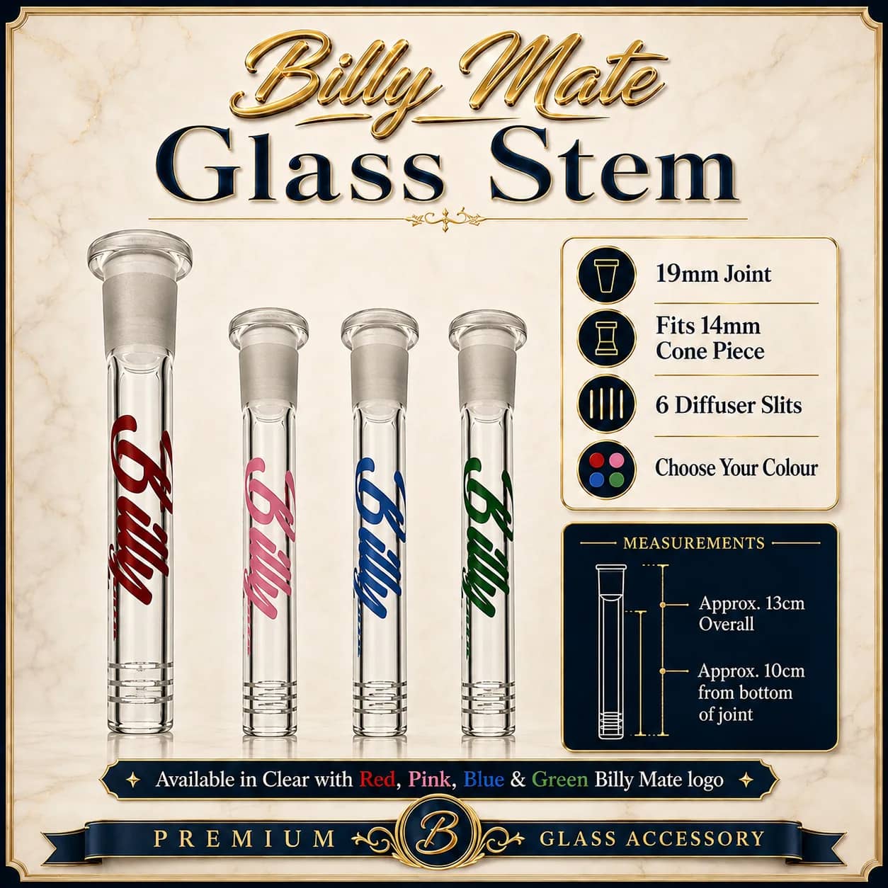 Diffused 10cm Glass Stem 19/14mm | Billy Mate