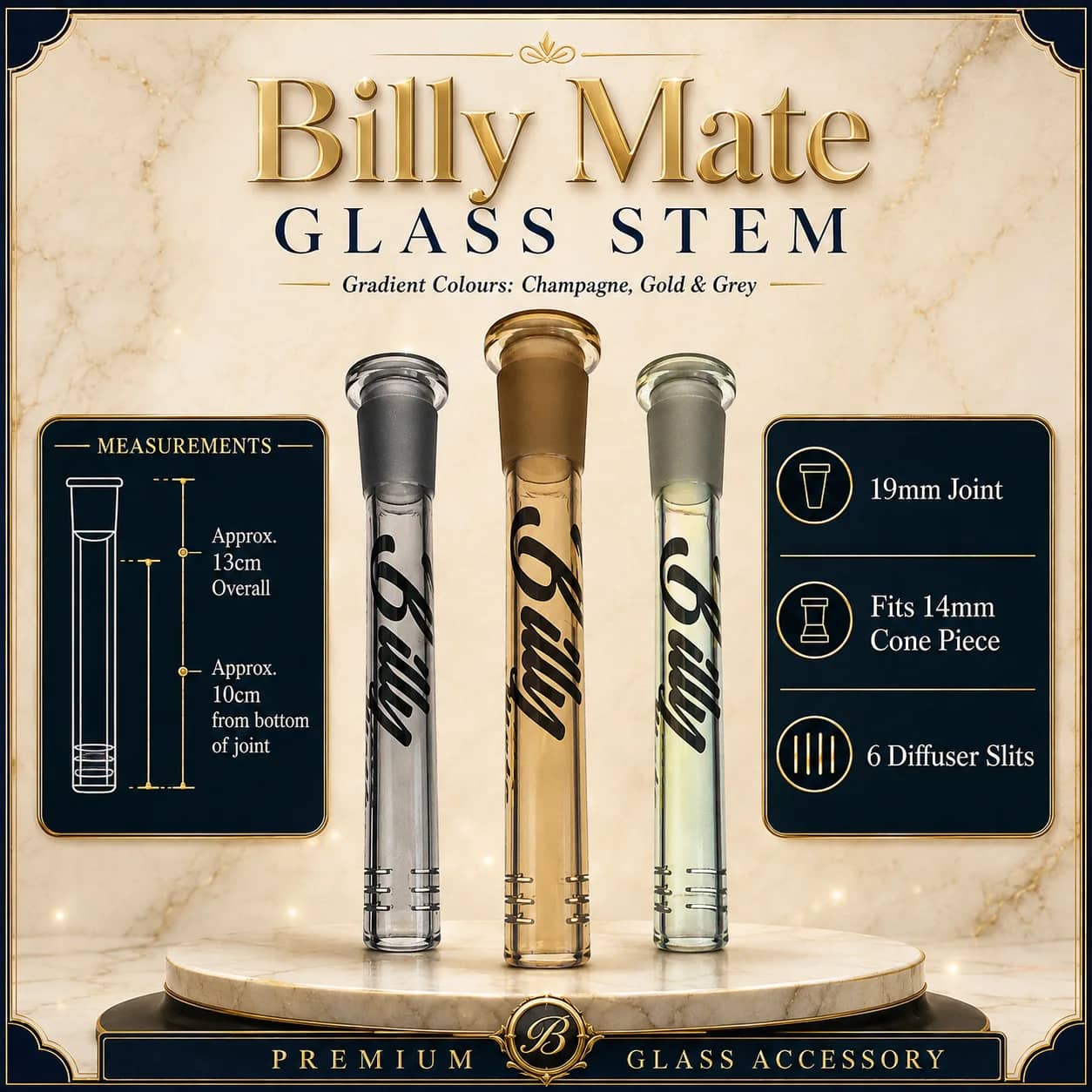 Diffused 10cm Gradient Glass Stem 19/14mm | Billy Mate