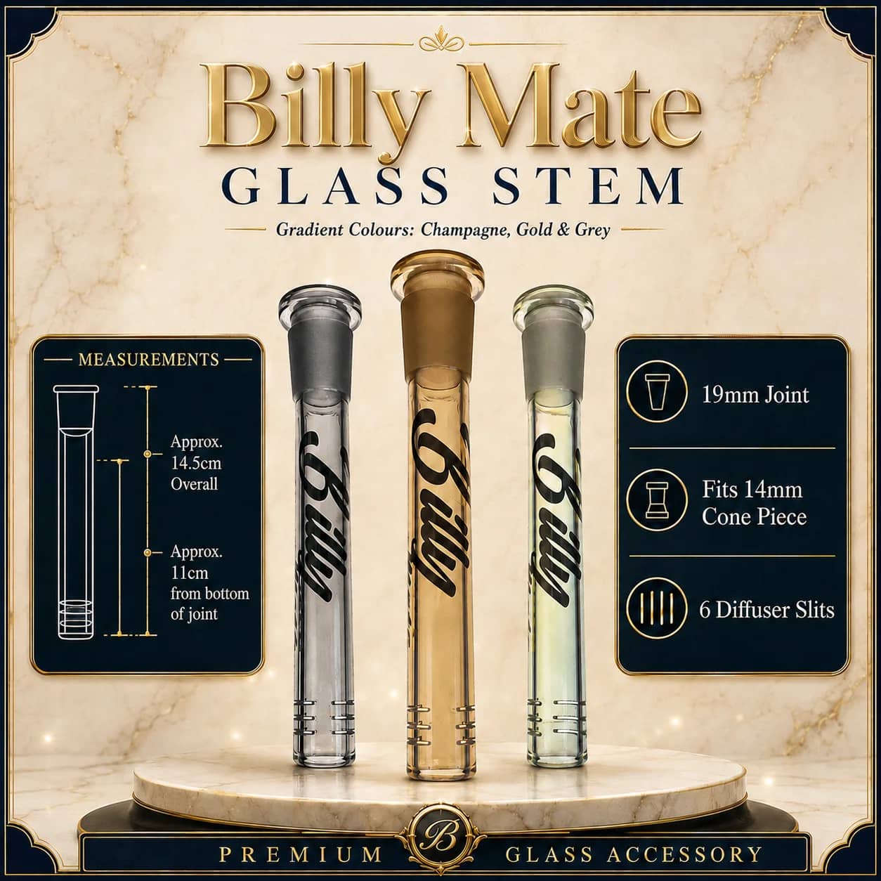 Diffused 11cm Gradient Glass Stem 19/14mm | Billy Mate