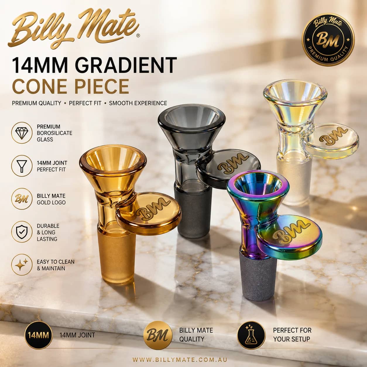 14mm Gradient Glass Cone Piece | Billy Mate
