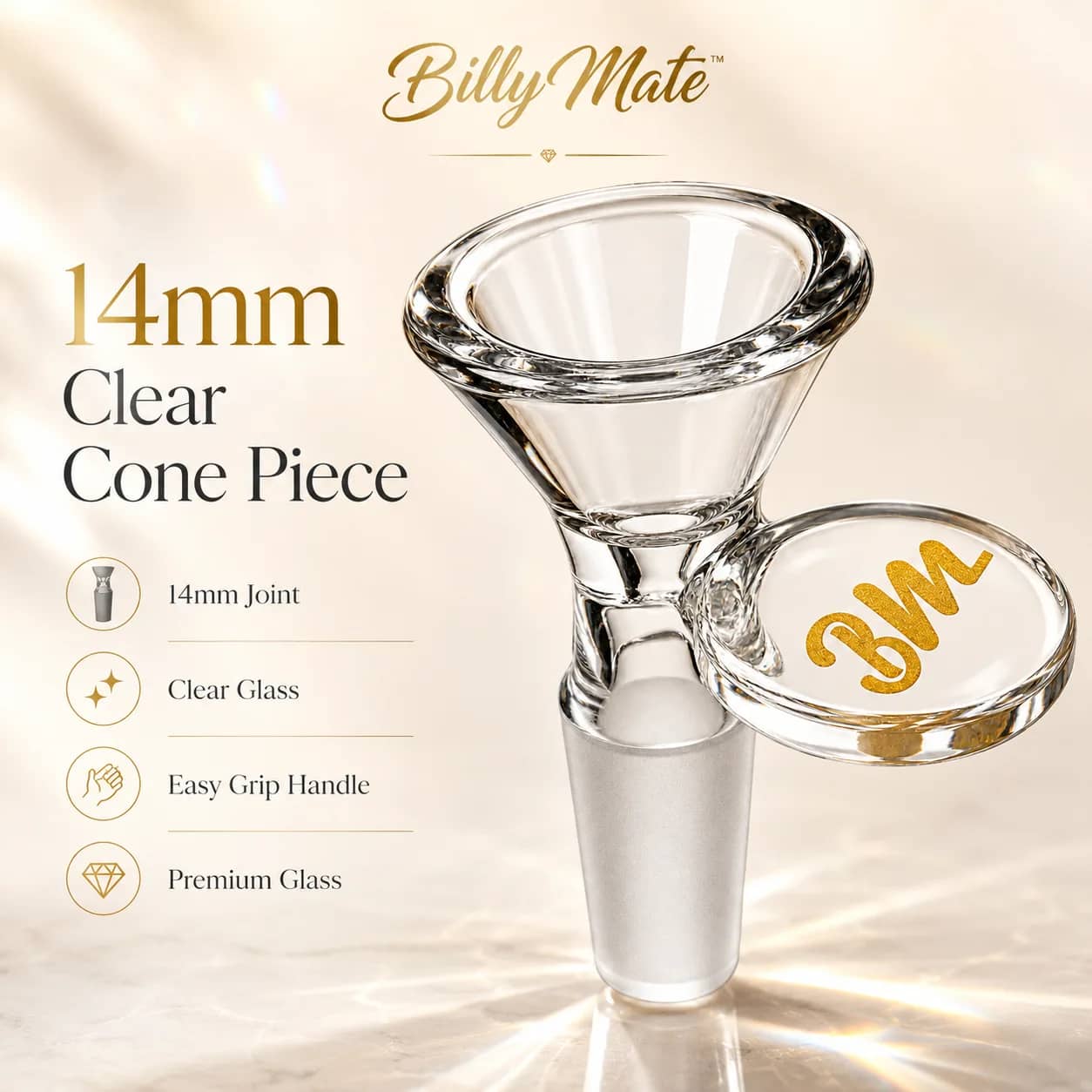 14mm Clear Glass Cone Piece | Billy Mate