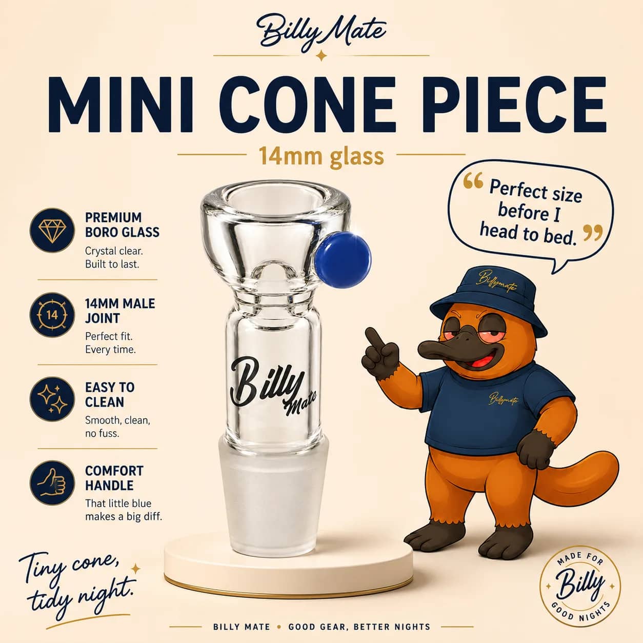 Mini 14mm Glass Cone Piece | Billy Mate