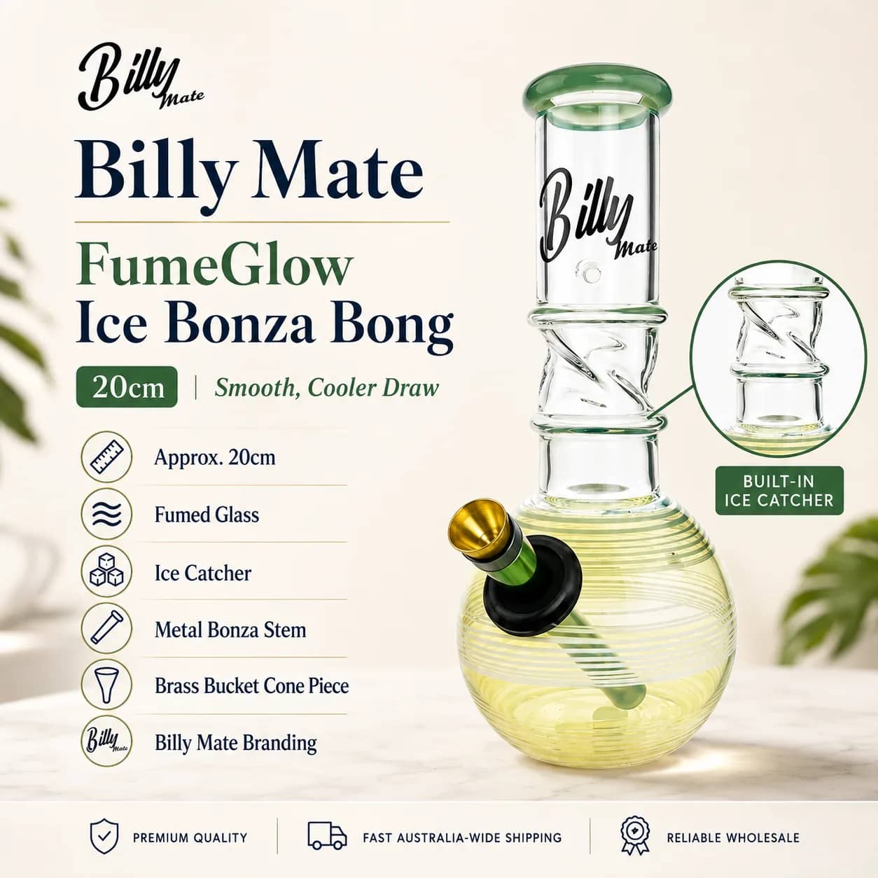 20cm FumeGlow Ice Bonza Bong | Billy Mate