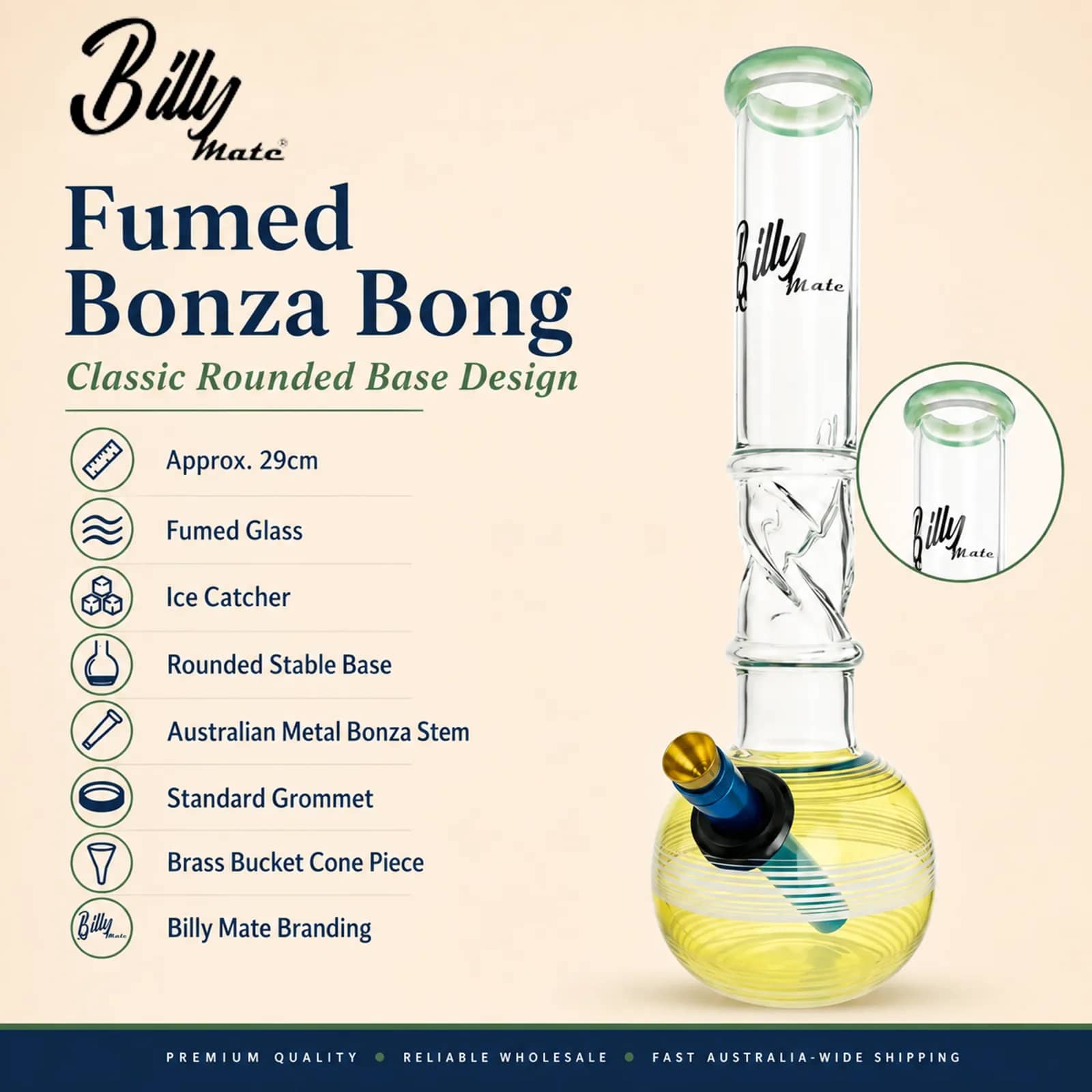 29cm Fumed Ice Bonza Bong | Billy Mate