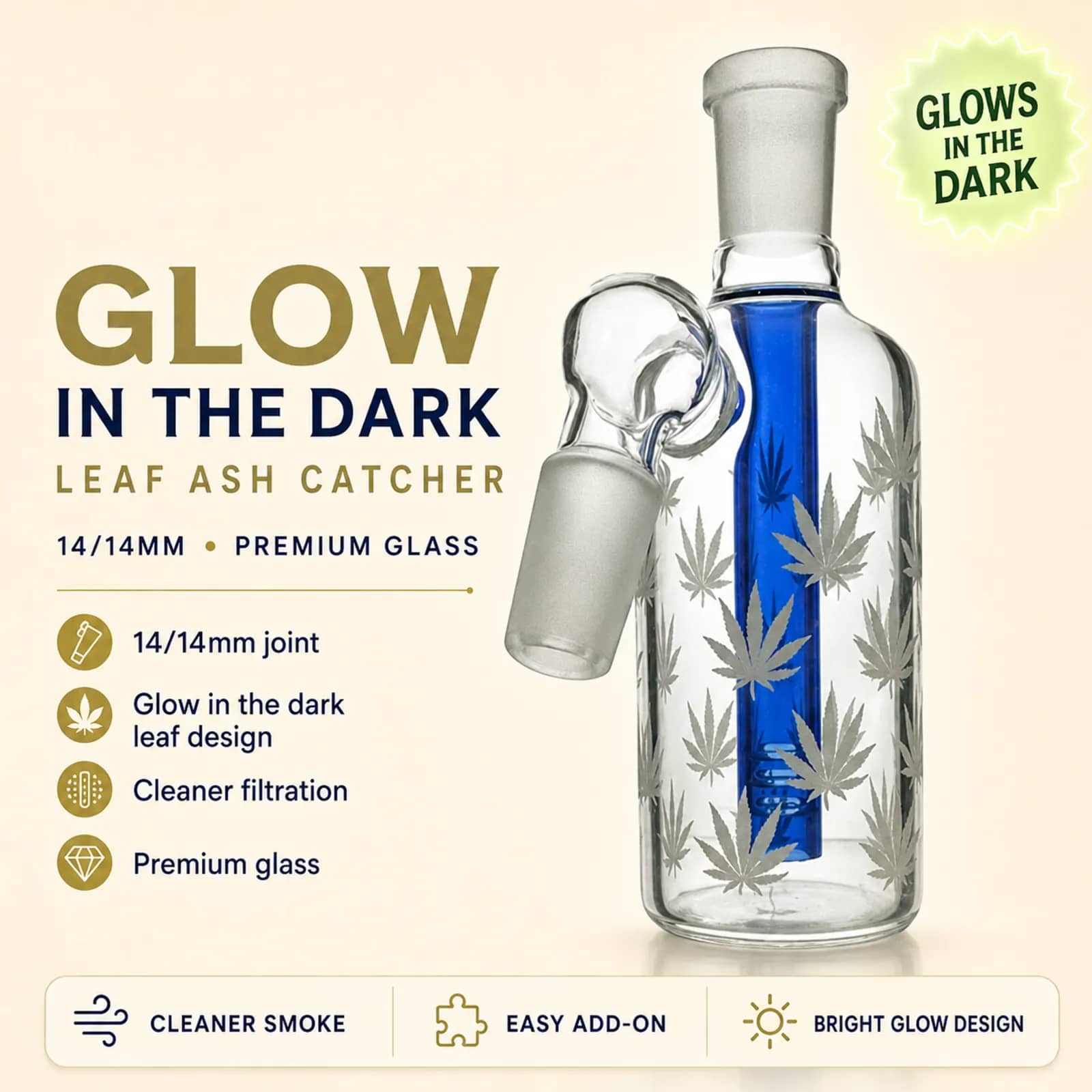 Glow in the Dark MJ Leaf Ash Catcher 14/14mm | Billy Mate