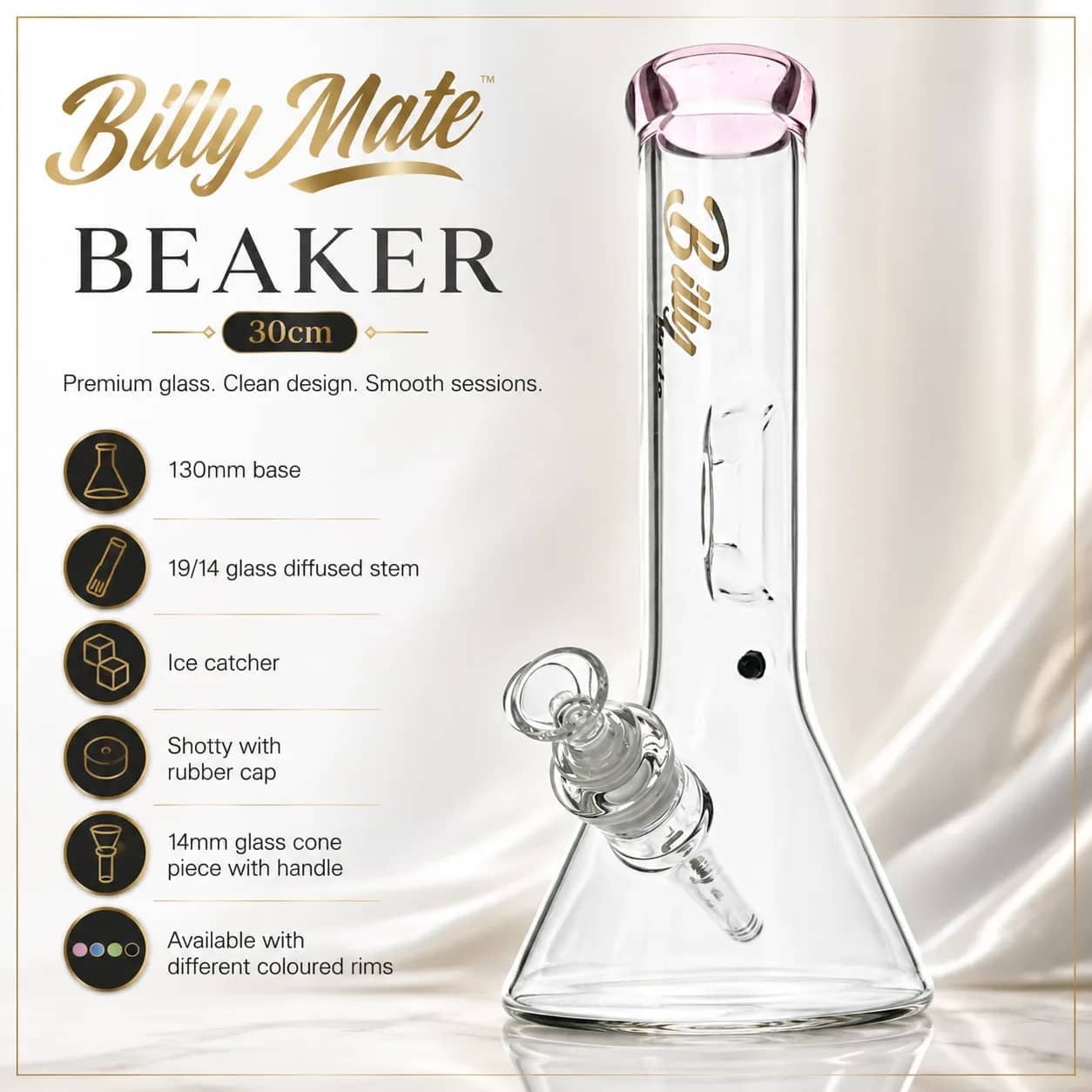 Billy Mate 30cm Beaker Bong with 130mm Base