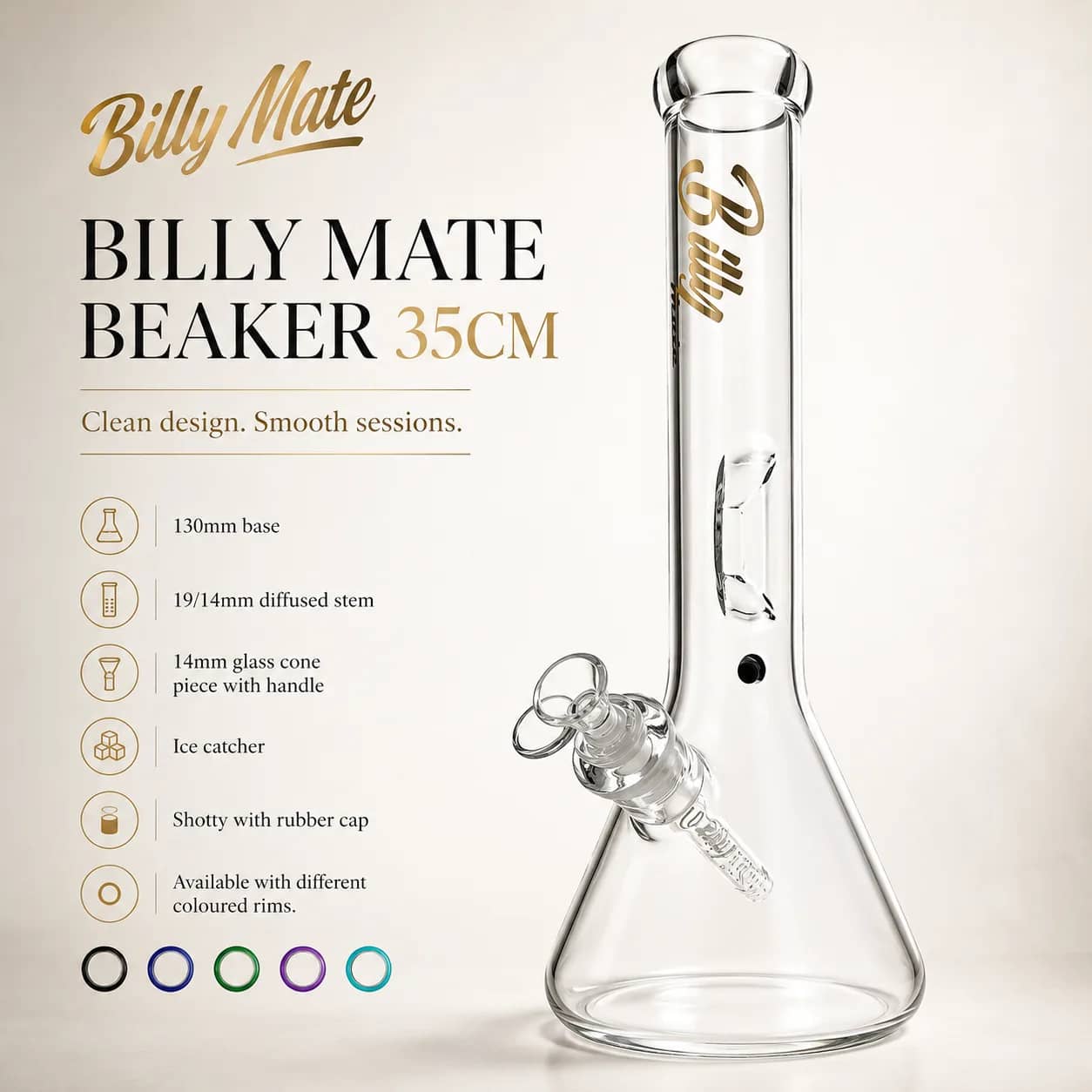 Billy Mate 35cm Beaker Bong with 130mm Base