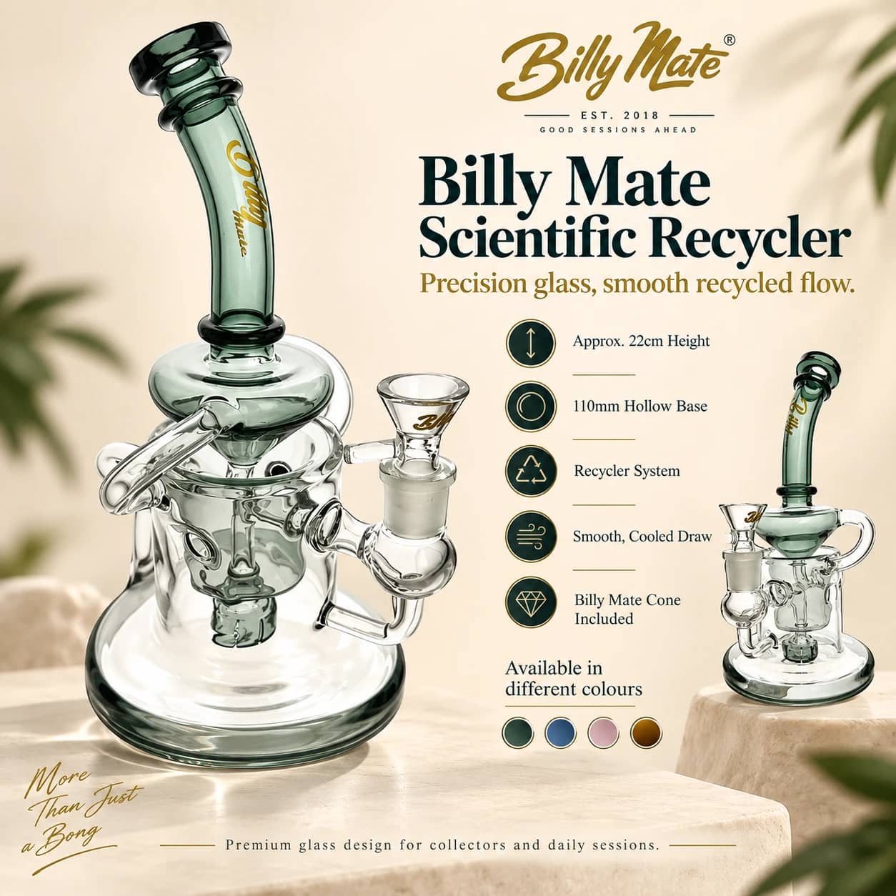 Billy Mate Scientific Recycler Glass Bong 22cm