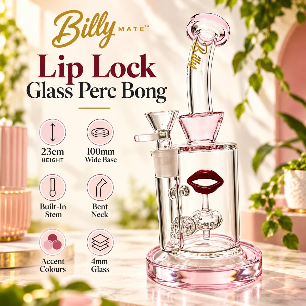 Billy Mate Lip Lock Perc Bong 23cm