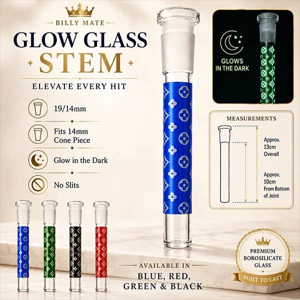 10cm Glow Glass DownStem 19/14mm Diamond Pattern | Billy Approved