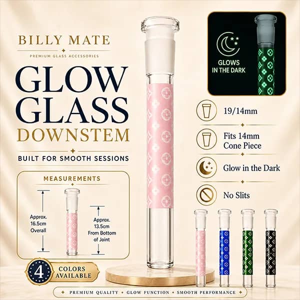 13.5cm Glow Glass Downstem 19/14mm No Slits | Billy Approved