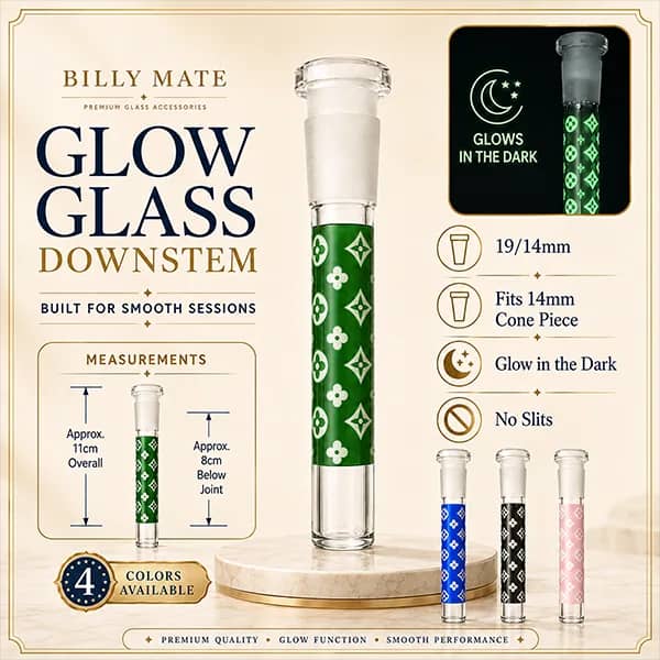 8cm Glow Glass Stem 19/14mm Diamond Pattern | Billy Approved